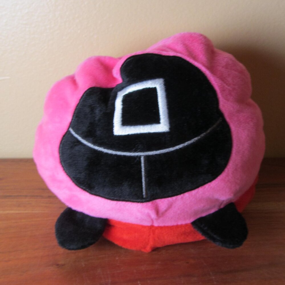 3 for $40 - plush reversible pink/red squid game guard square face (W6155)